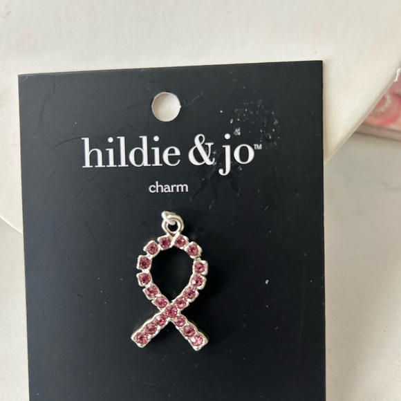 Hildie & Jo Jewelry - Hildie & Jo Pink Ribbon Fashion Charm Cancer Ribbon Charm & Chain Necklace